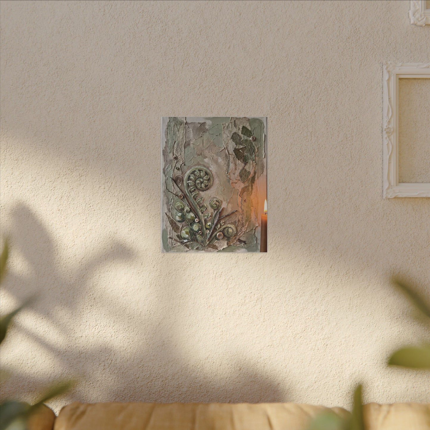 Datsuzoku Fern Unfurling Canvas Art - Japandi Texture