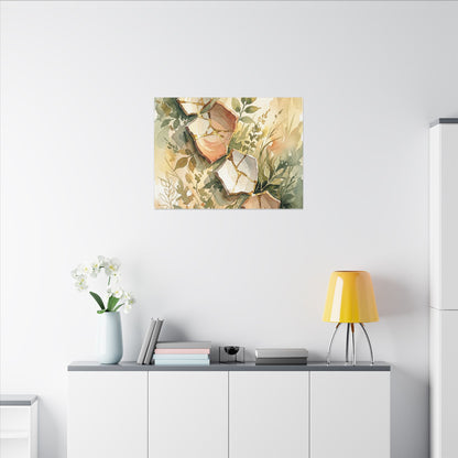 Japandi Broken Pottery in Golden Hour | Watercolor Canvas Art