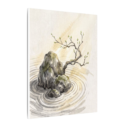 Serene Rock Garden Canvas Art - Sumi E Zen