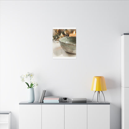 Ceramic Bowl Canvas Art | Summer Japandi Watercolor Art