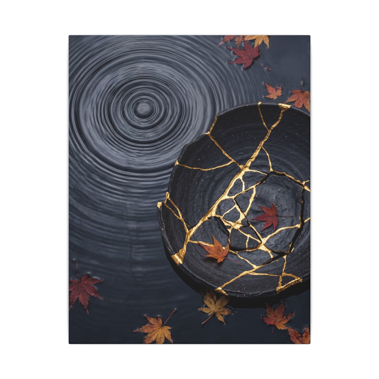 Philosophical Water Ripple Canvas Art - Gold Repair Kintsugi