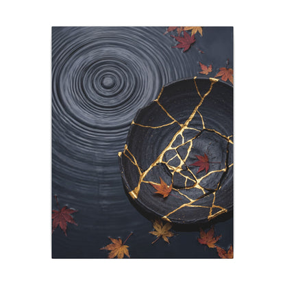 Philosophical Water Ripple Canvas Art - Gold Repair Kintsugi