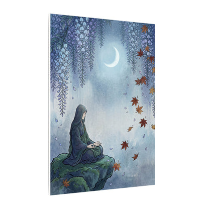 Zen Wisteria in Moonlight | Ukiyo E Inspired Canvas Art