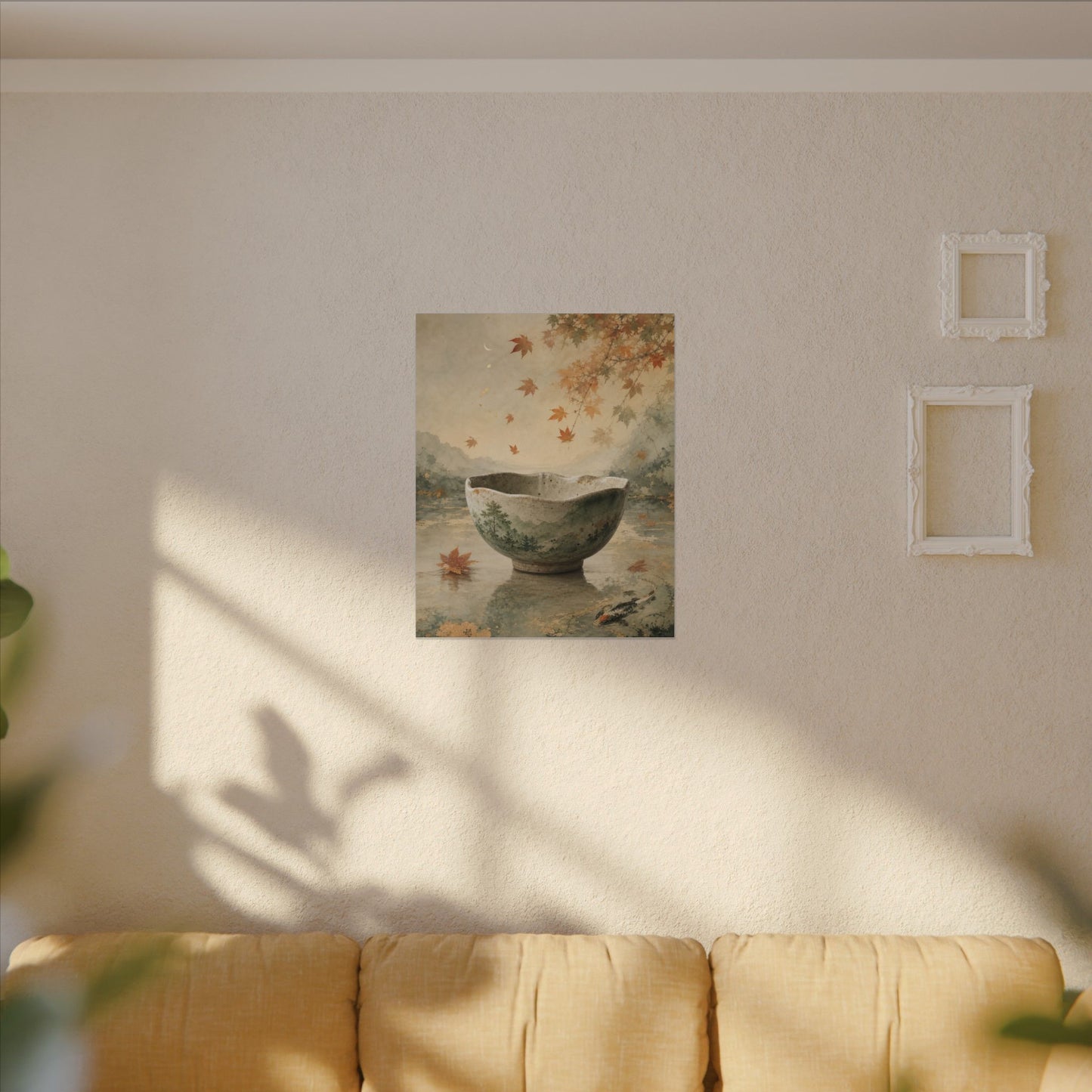 Autumn Ceramic Bowl Watercolor Canvas Art | Cozy Decor