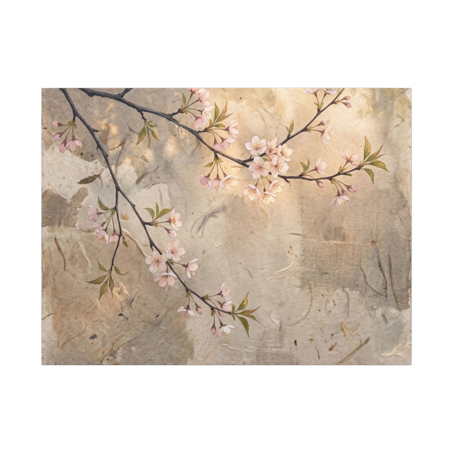 Summer Cherry Blossom Texture Canvas Art | Neutral Decor