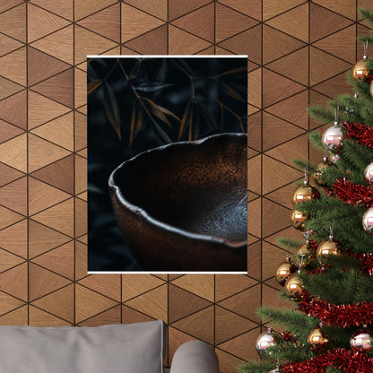 Moonlight Ceramic Bowl Wall Art Print - Dark Japandi Kanso