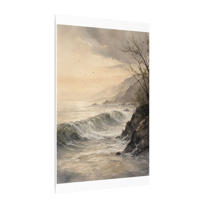 Ocean Wave Spring Canvas Art | Japandi Elegant Design