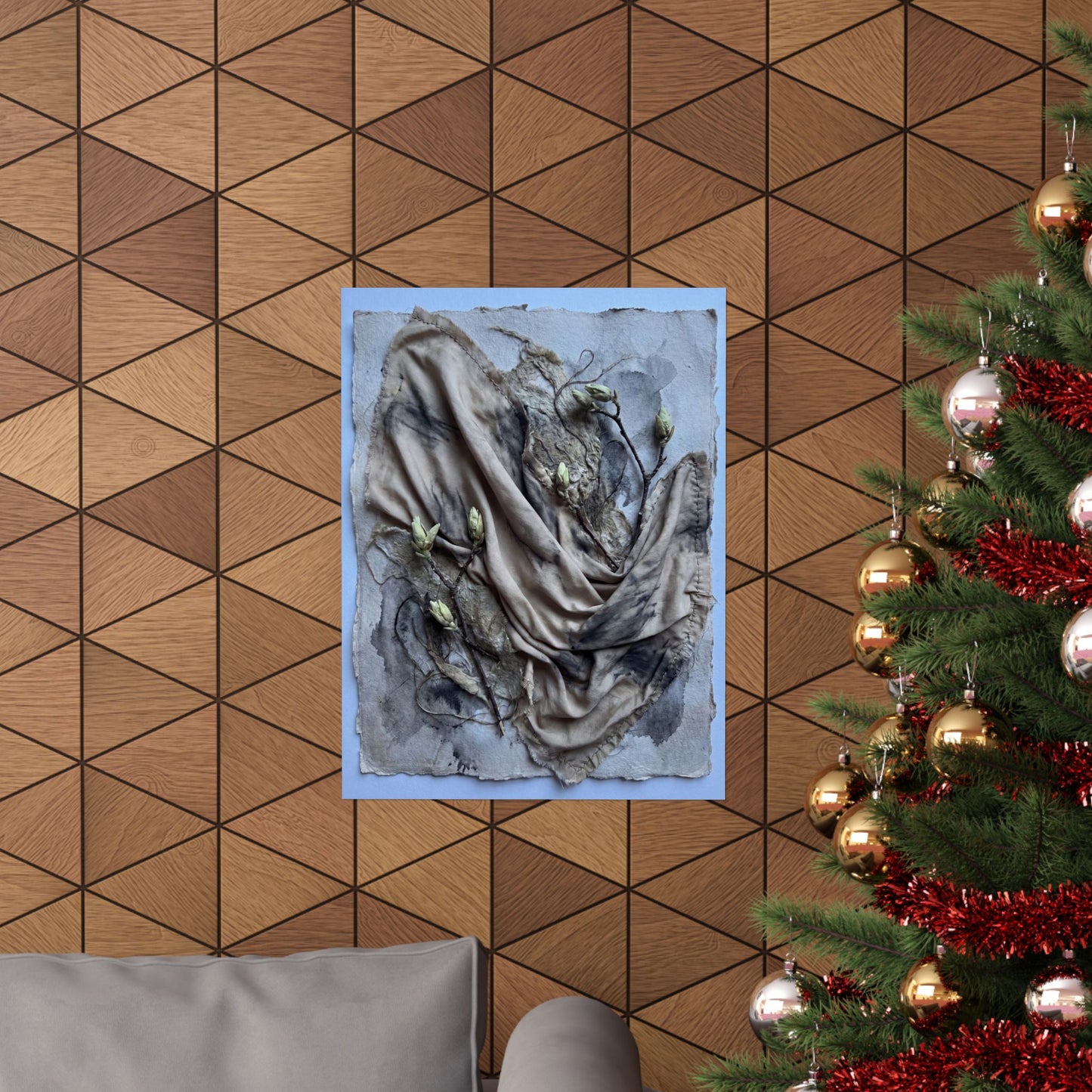 Japandi Silk Drape in Moonlight | Texture Wall Art Print