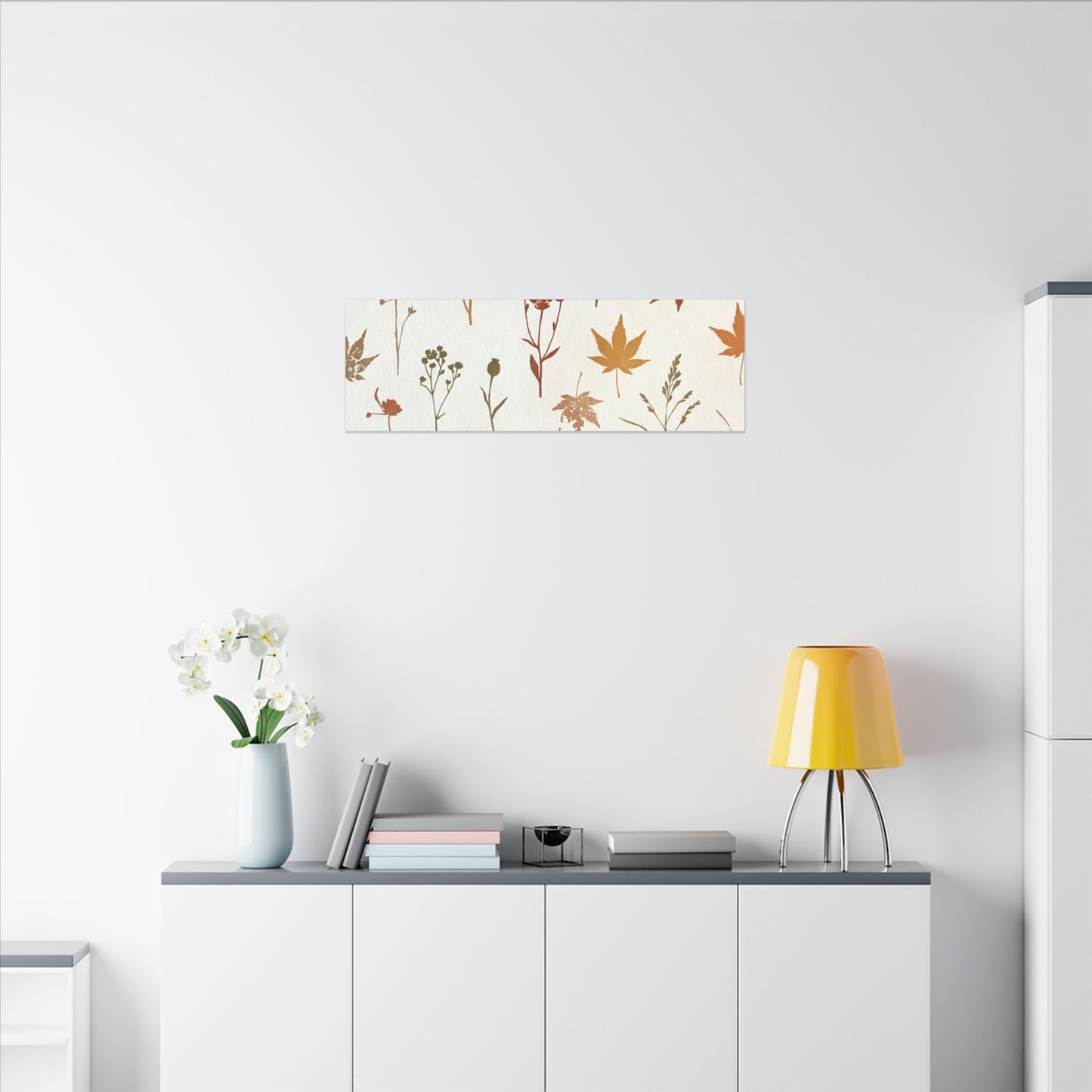 Autumn Dried Flowers Japanese Pattern Canvas Art | Elegant Decor