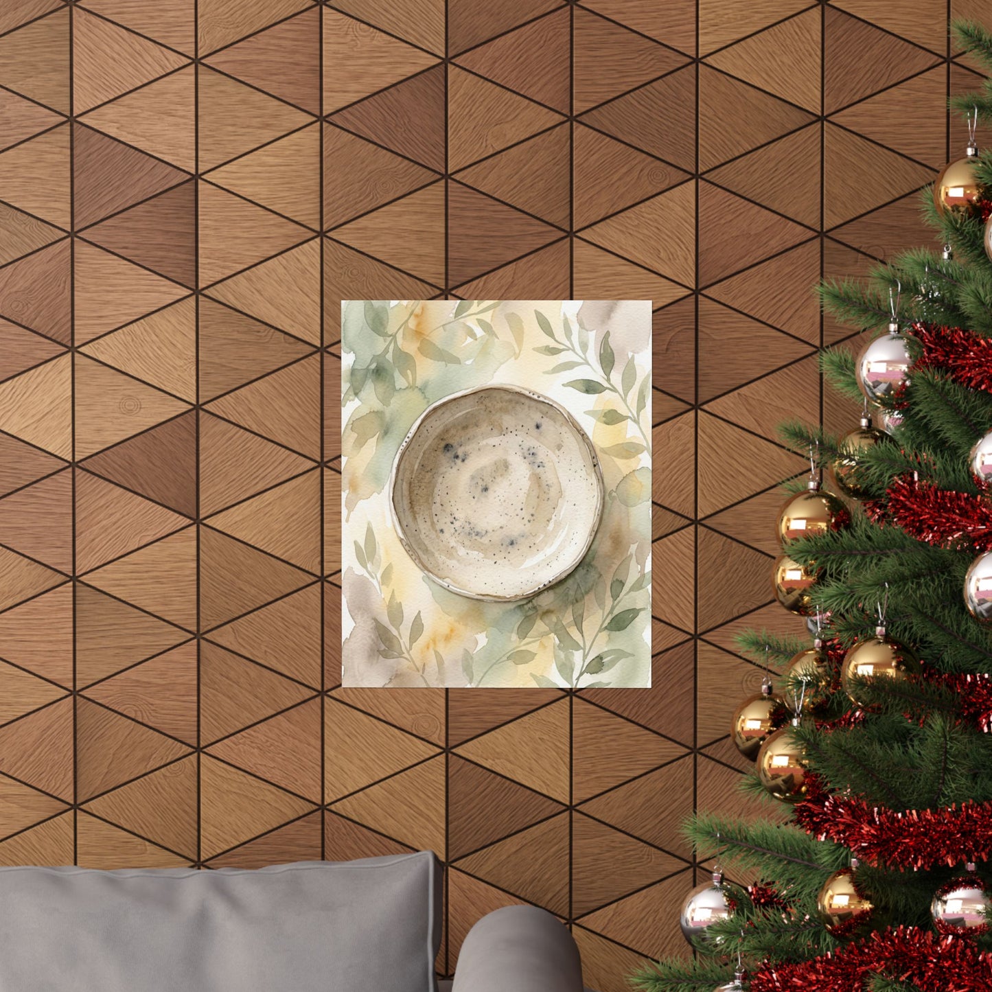 Elegant Ceramic Bowl Wall Art Print - Watercolor Japandi