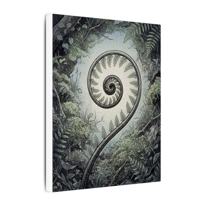 Zen Fern Unfurling in Dawn | Ukiyo E Inspired Canvas Art