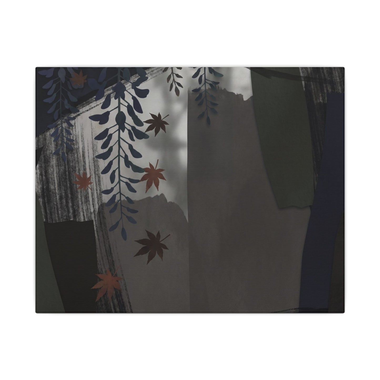 Wisteria Autumn Canvas Art | Dark Japandi Moody Design