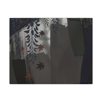 Wisteria Autumn Canvas Art | Dark Japandi Moody Design