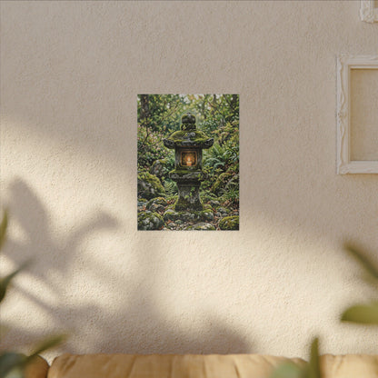 Neutral Stone Lantern Canvas Art - Japanese Pattern Japandi