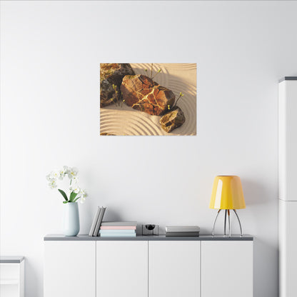 Kanso Rock Garden Canvas Art - Kintsugi Crackle Gold