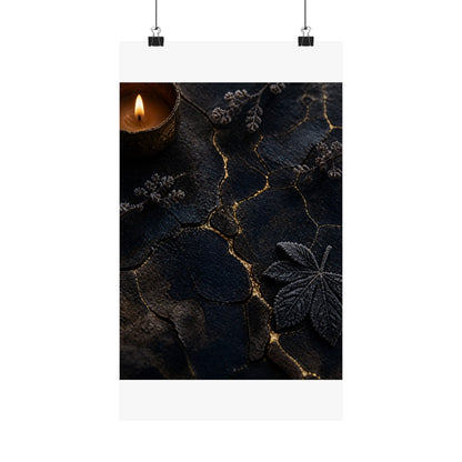 Luxurious Cracked Earth Wall Art Print - Moody Minimal Dark Japandi