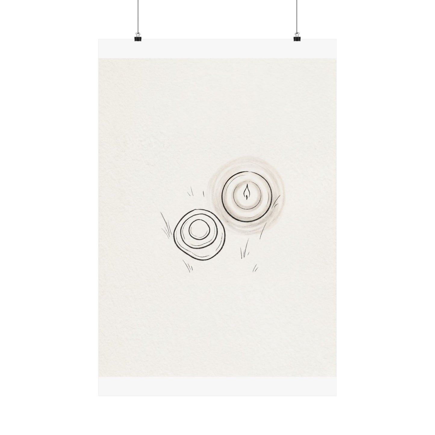 River Stones Minimal Line Wall Art Print | Neutral Japandi Art