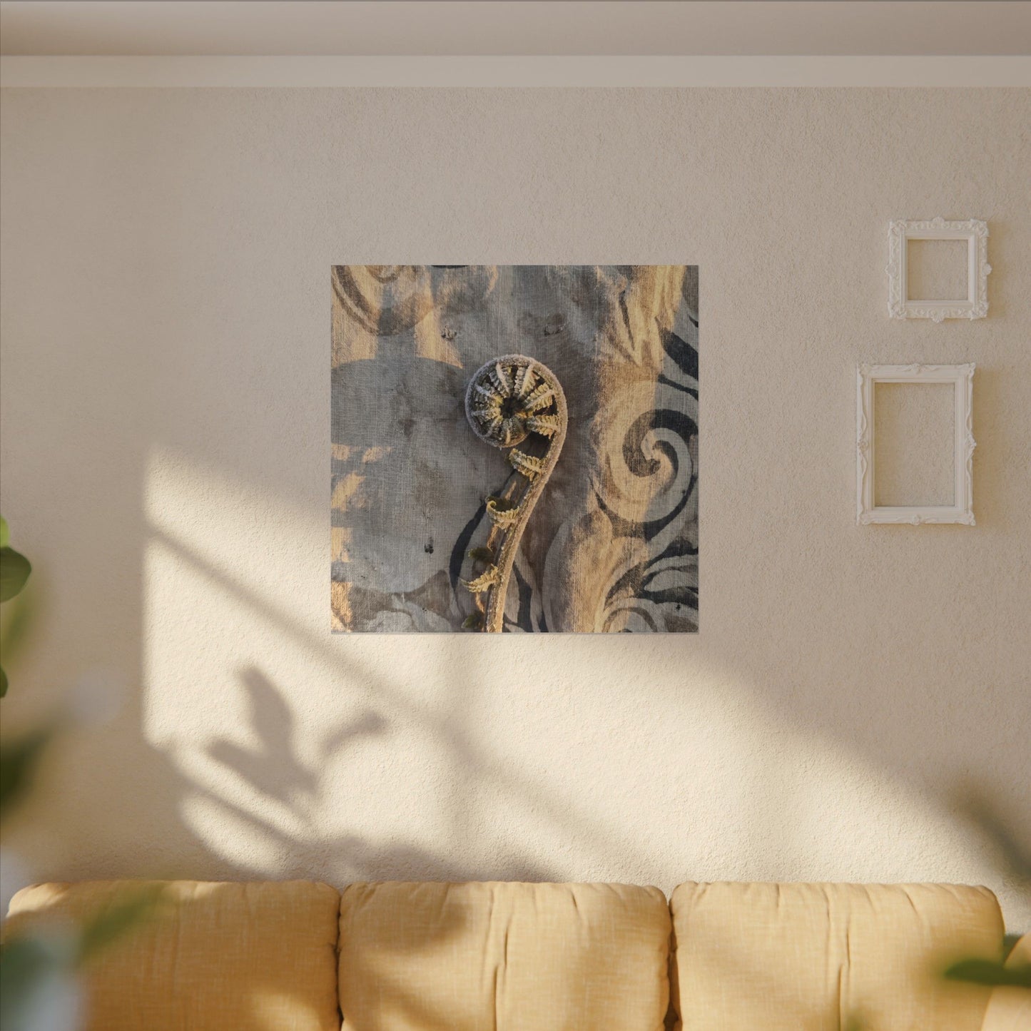 Fern Unfurling Canvas Art | Winter Japandi Japanese Pattern Art