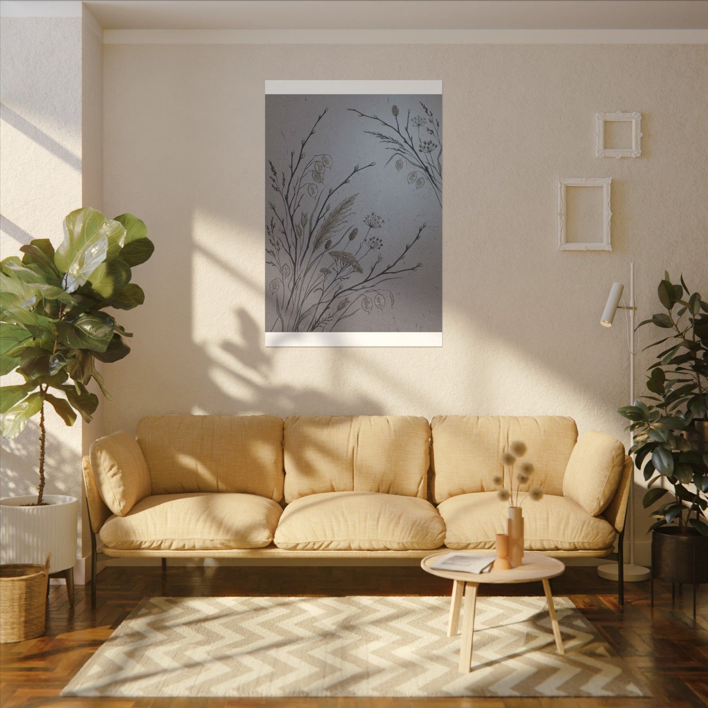 Spring Dried Flowers Japanese Pattern Canvas Art | Cozy Decor