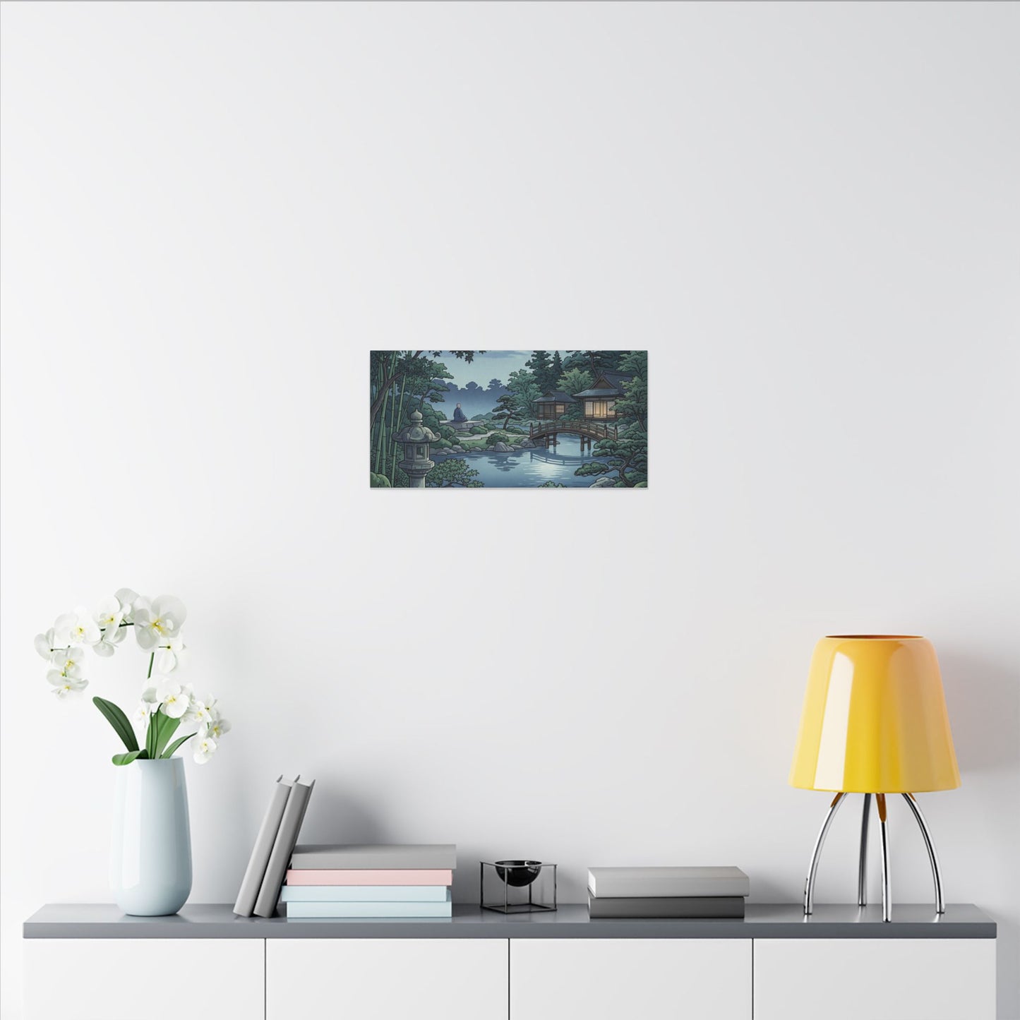 Summer Moonlit Garden Ukiyo E Inspired Canvas Art | Serene Decor