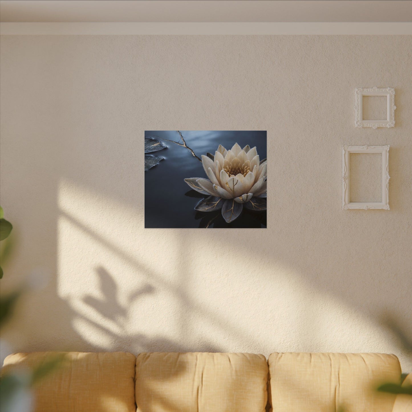 Beautiful Lotus Flower Canvas Art - Gold Vein Kintsugi