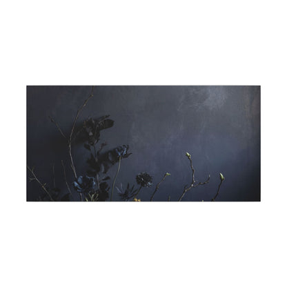Dried Flowers Spring Canvas Art | Dark Japandi Moody Design