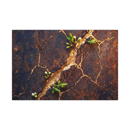 Rust Patina Spring Canvas Art | Kintsugi Resilient Design