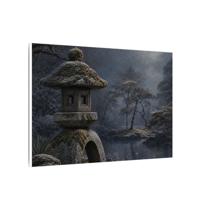 Stone Lantern Canvas Art | Winter Japandi Japanese Pattern Art