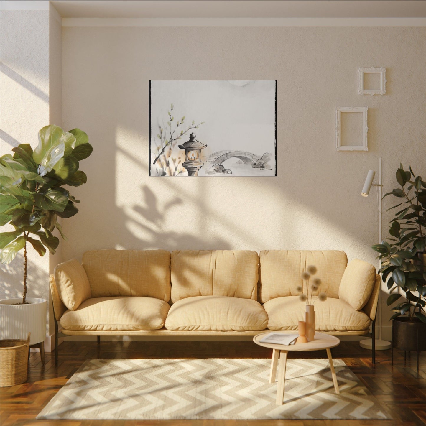 Moonlit Garden Spring Canvas Art | Zen Contemplative Design
