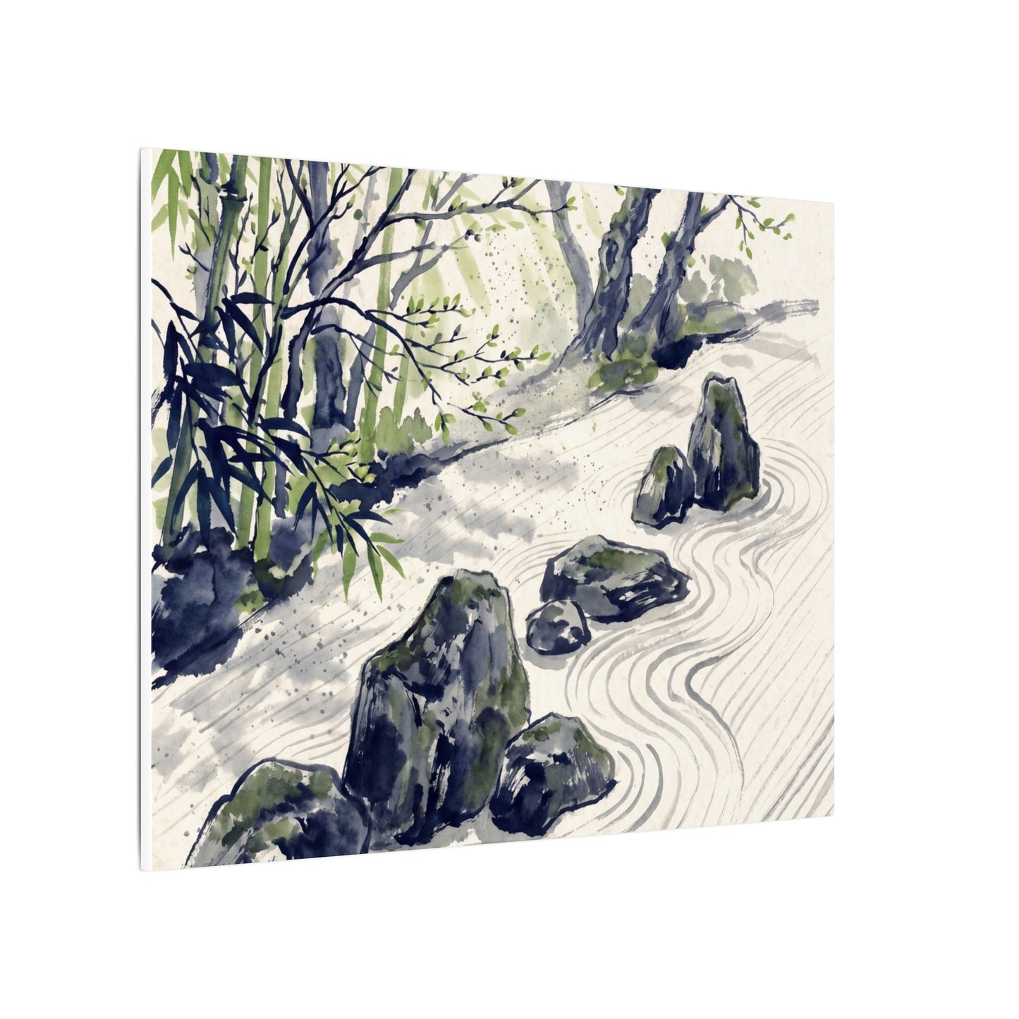 Dappled Rock Garden Canvas Art - Zen Mono No Aware