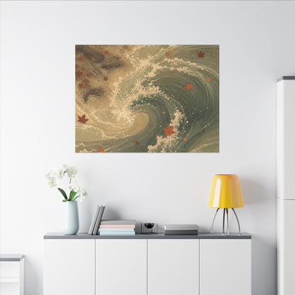 Japandi Ocean Wave in Candlelight | Japanese Pattern Canvas Art