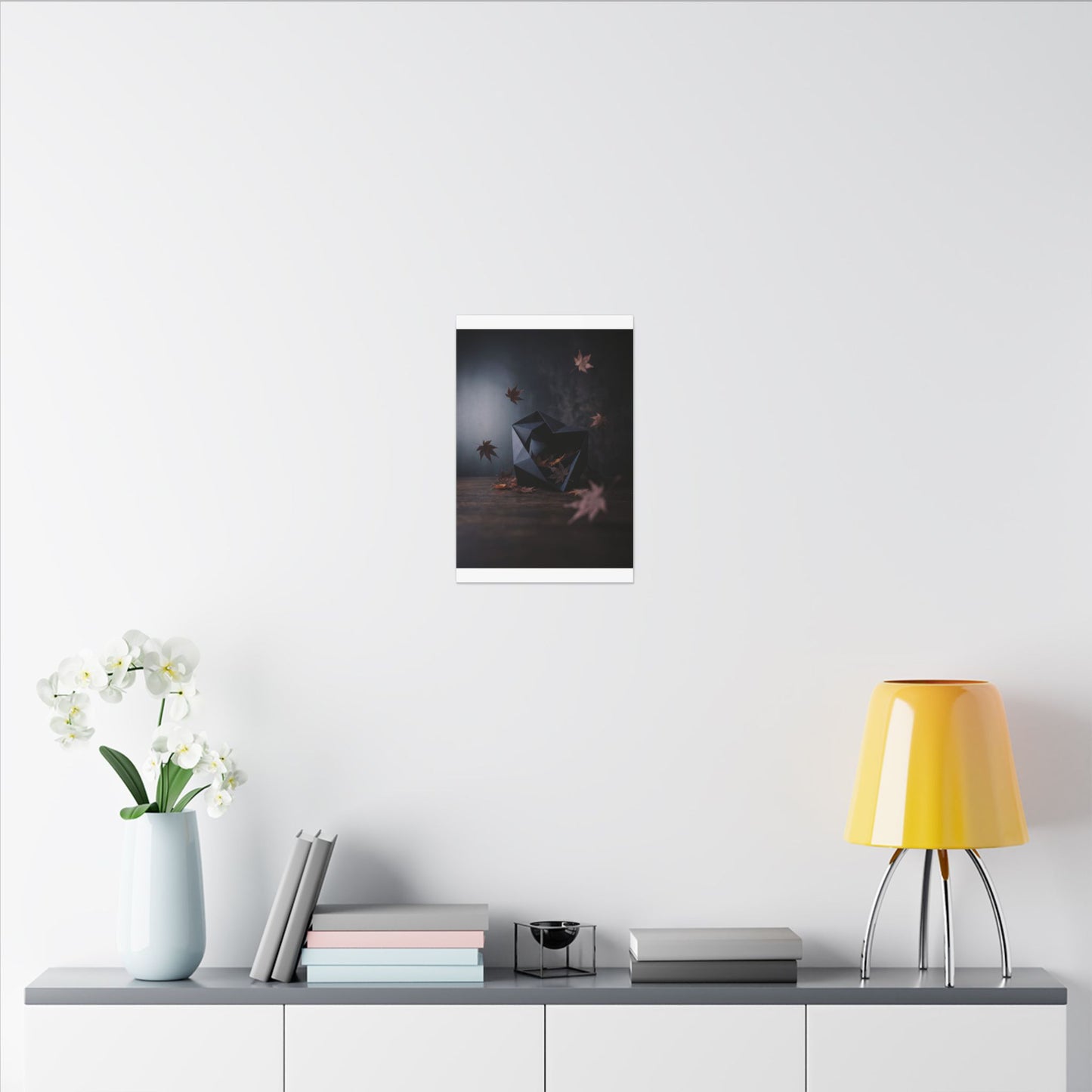 Dark Japandi Paper Fold in Dawn | Shadow Zen Canvas Art