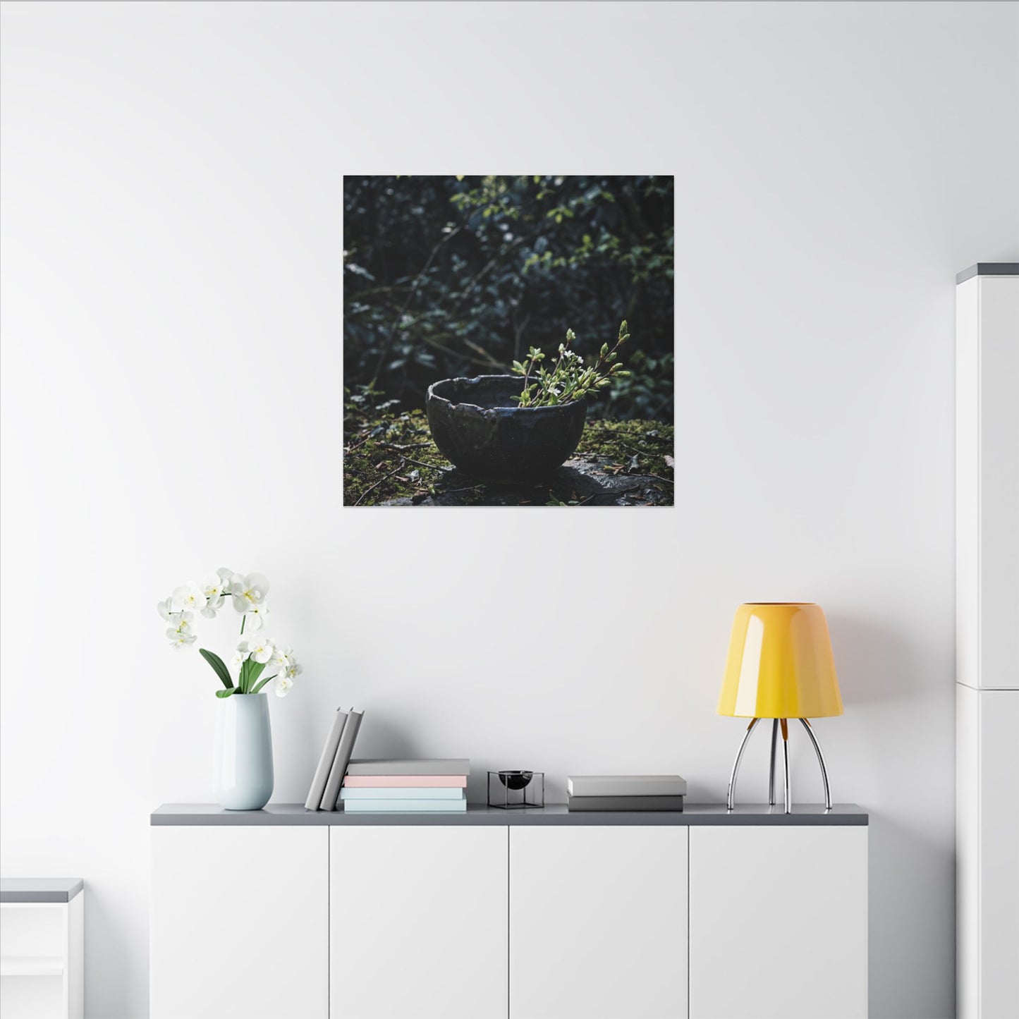 Dappled Ceramic Bowl Canvas Art - Dark Japandi Datsuzoku