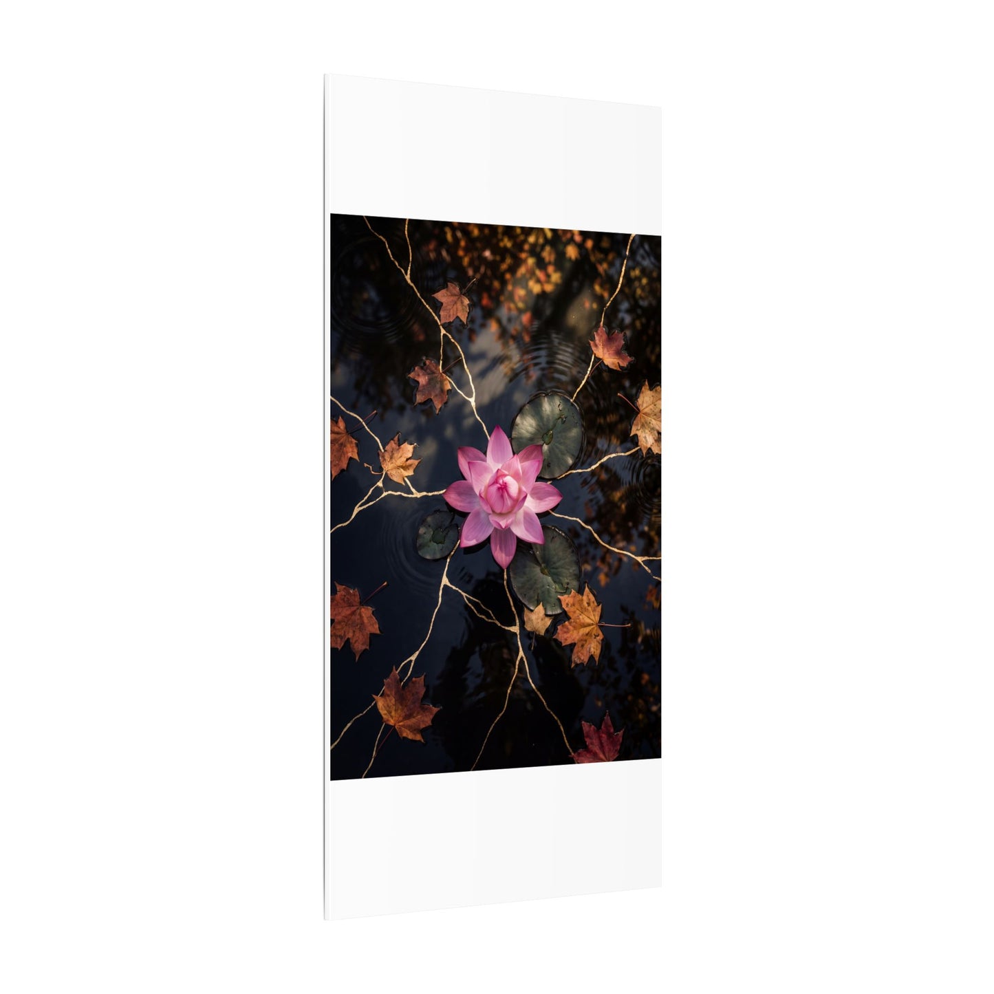 Ma Lotus Flower Canvas Art - Kintsugi Gold Vein