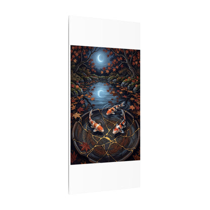 Koi Pond Canvas Art | Autumn Kintsugi Gold Repair Art