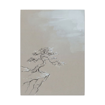 Pine Tree Minimal Line Canvas Art | Warm Japandi Art