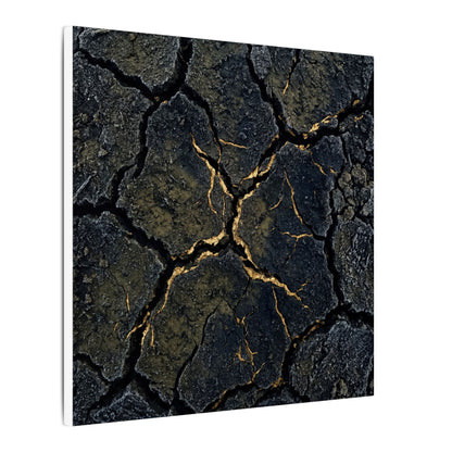 Overcast Cracked Earth Canvas Art - Dark Japandi Ma