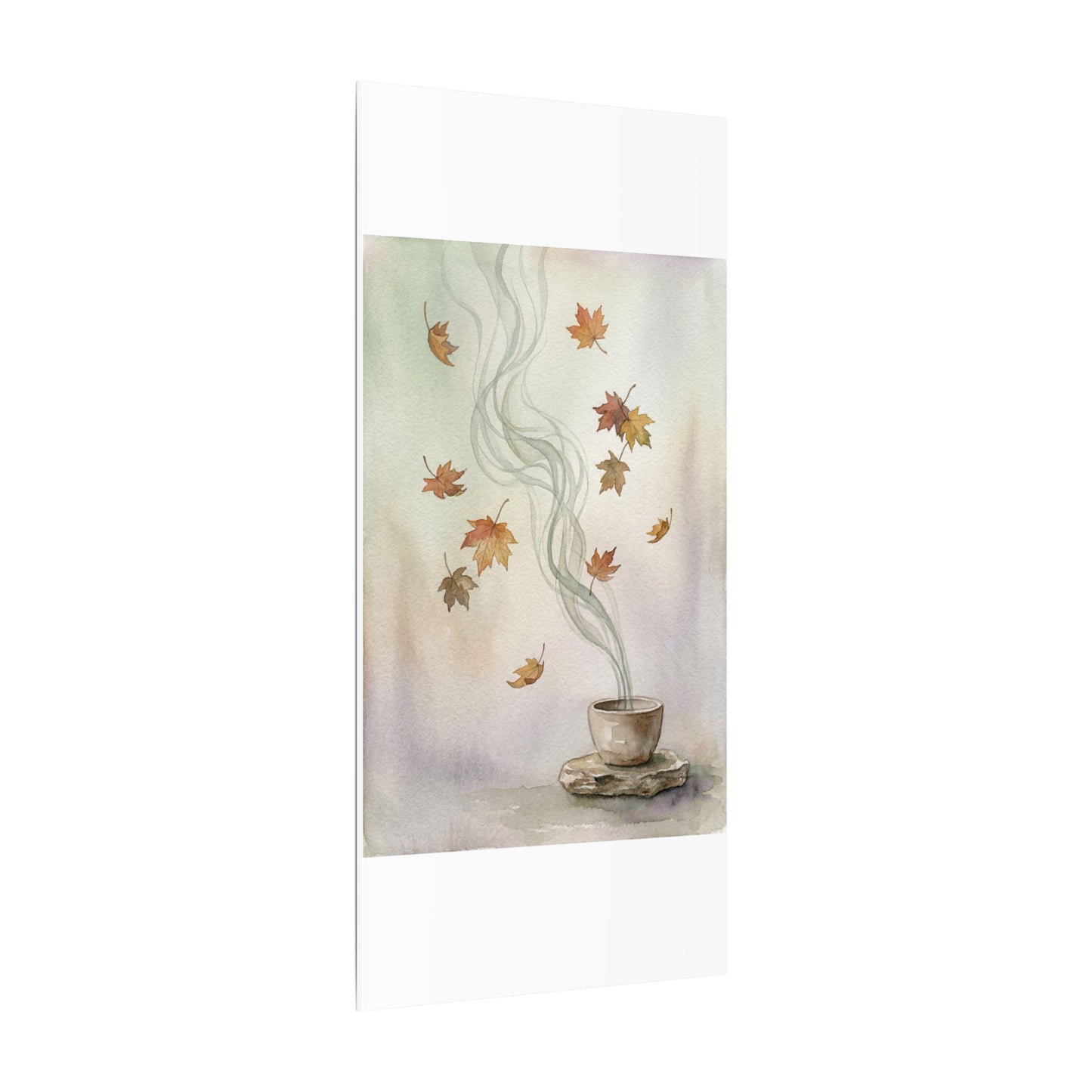 Incense Smoke Canvas Art | Autumn Japandi Watercolor Art