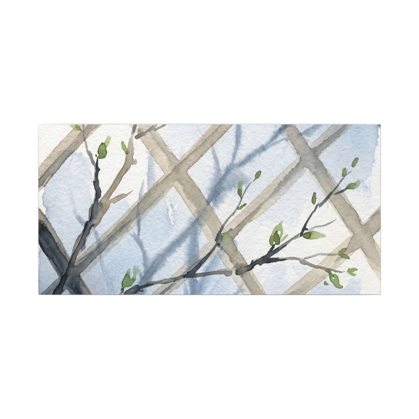 Shoji Screen Canvas Art | Spring Japandi Watercolor Art