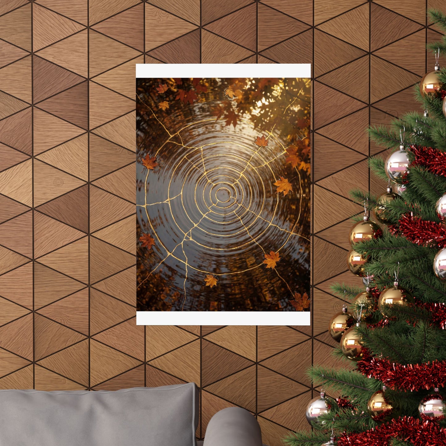 Water Ripple Autumn Wall Art Print | Kintsugi Resilient Design