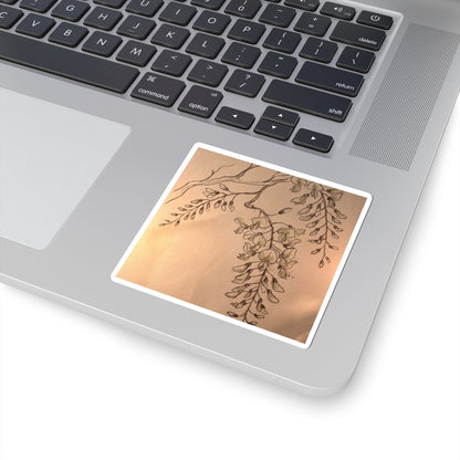 Spring Wisteria Minimal Line Sticker | Elegant Decor Art Print