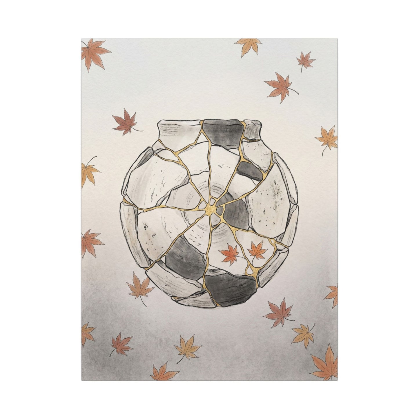 Japandi Broken Pottery in Dawn | Minimal Line Canvas Art
