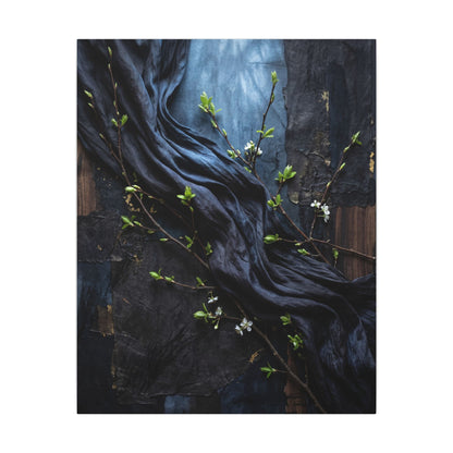 Spring Silk Drape Dark Texture Canvas Art | Atmospheric Decor