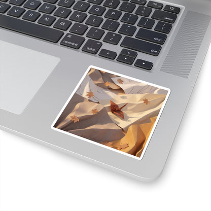 Earthy Paper Fold Sticker - Minimal Line Japandi Art Print