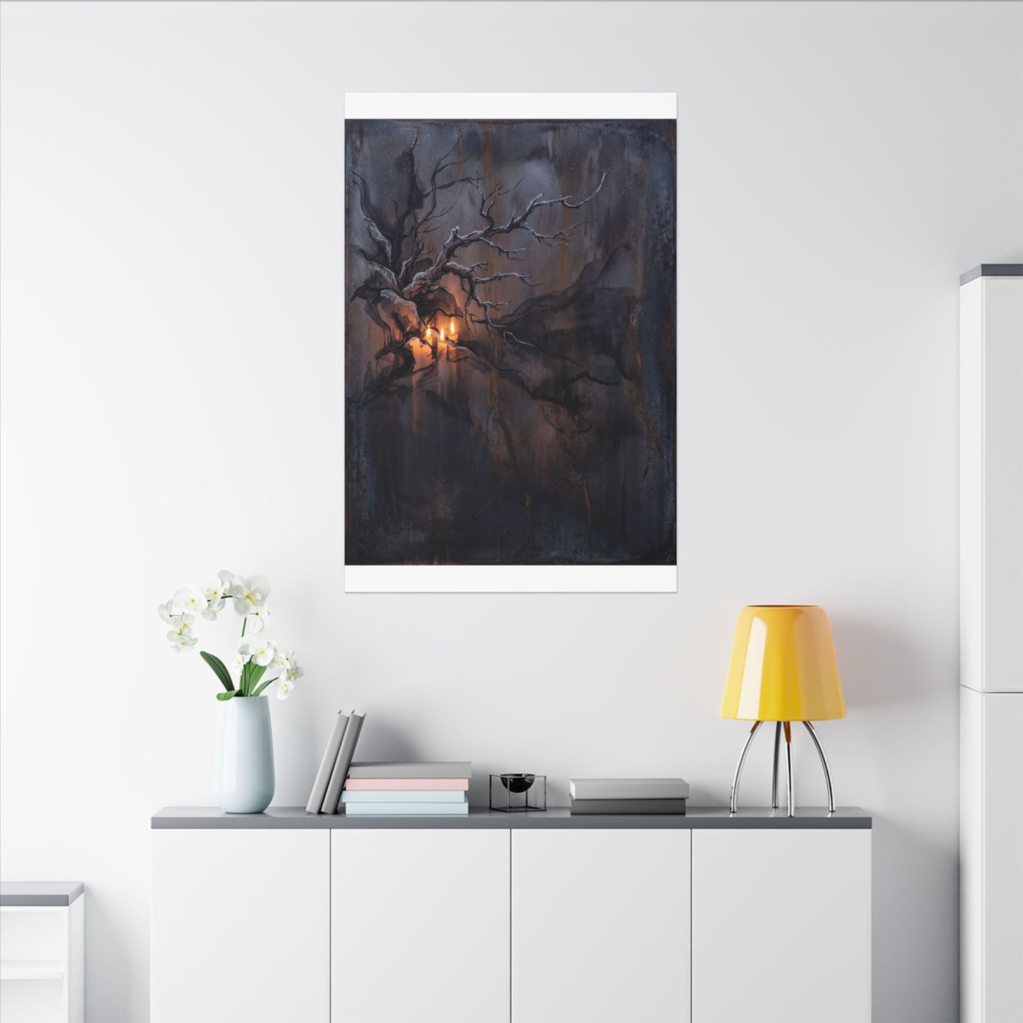 Winter Rust Patina Charcoal Ink Canvas Art | Atmospheric Decor