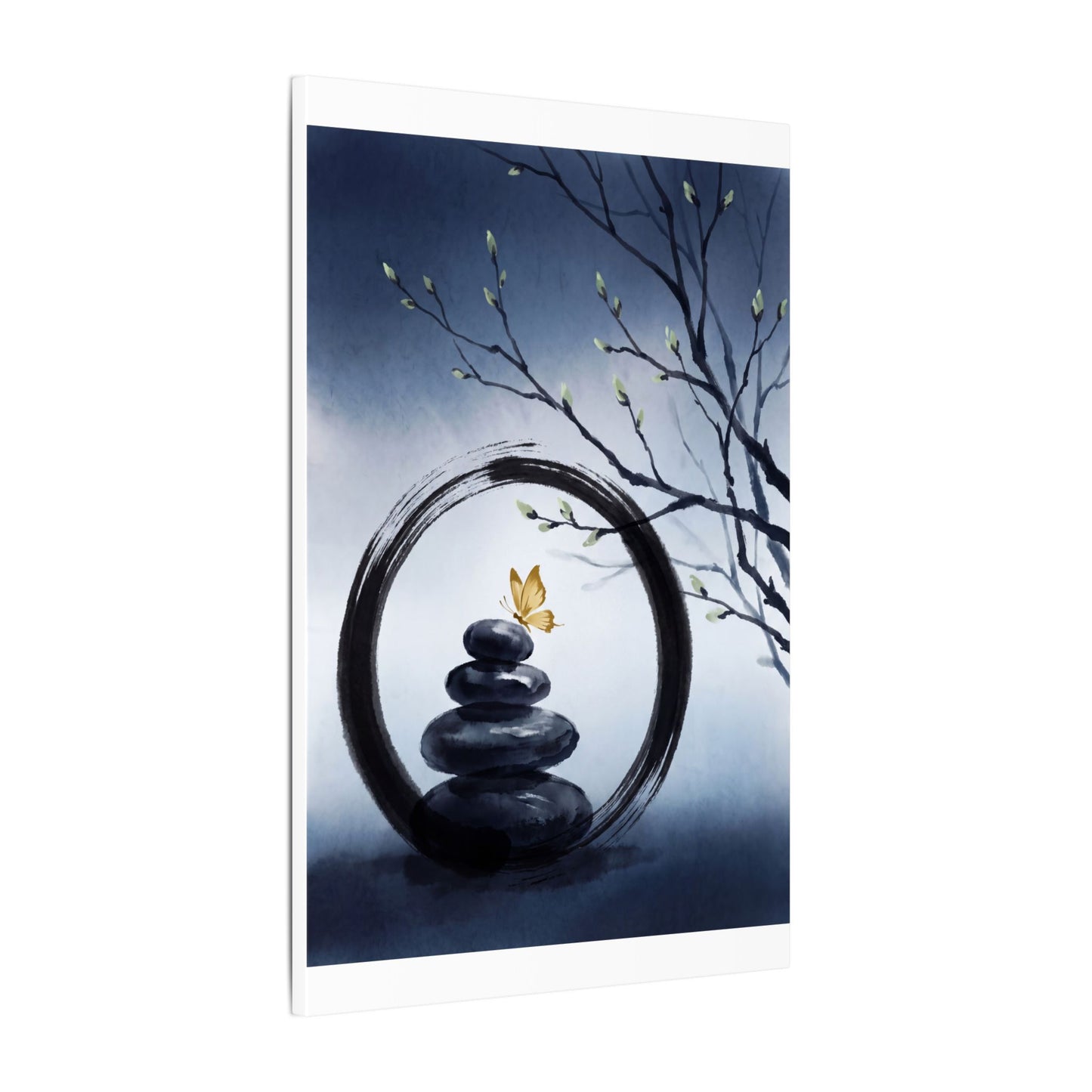River Stones Spring Canvas Art | Zen Peaceful Design
