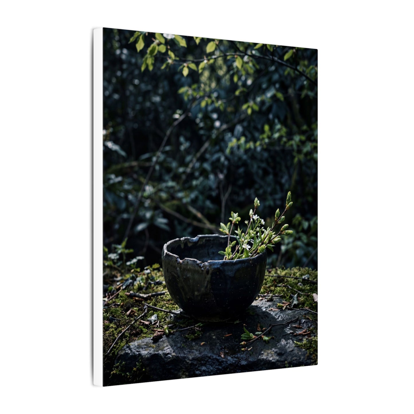 Dappled Ceramic Bowl Canvas Art - Dark Japandi Datsuzoku