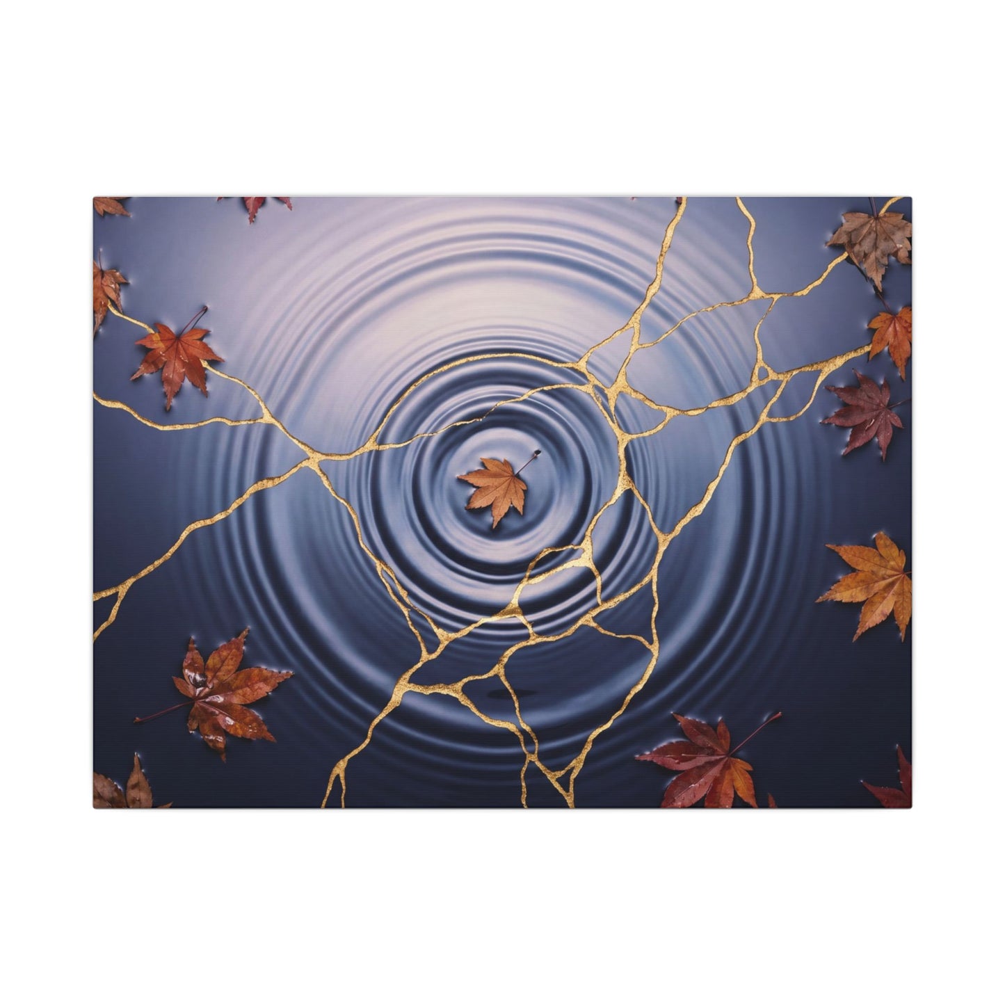 Kintsugi Water Ripple in Dawn | Gold Vein Canvas Art