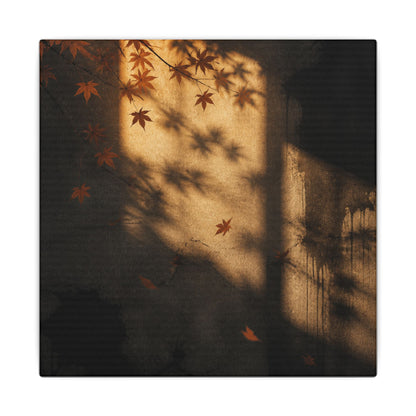 Shadow Play Canvas Art | Autumn Dark Japandi Charcoal Ink Art