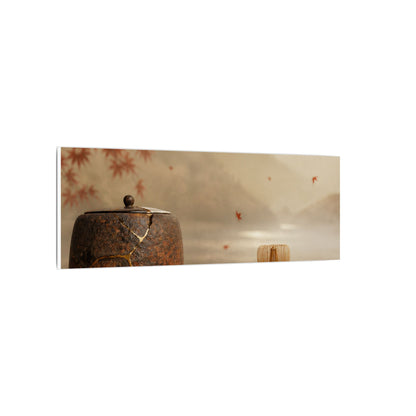 Tea Ceremony Canvas Art | Autumn Kintsugi Gold Vein Art